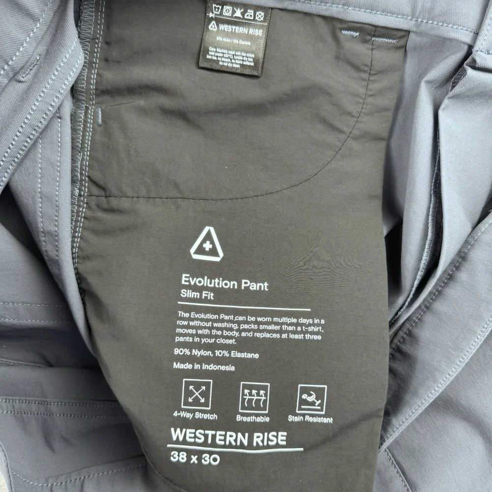 Western Rise Evolution Chino Pant Men 38x30 Blue Slim Fit Golf‎ Performance